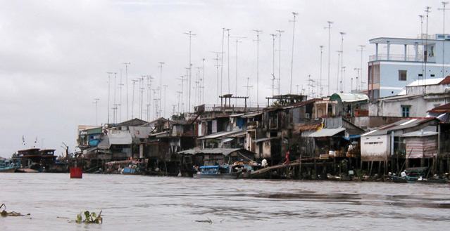 Antenas dominate skyline in this Delta village