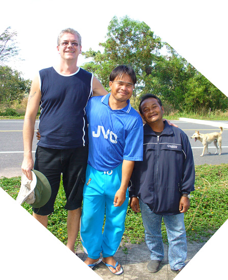 Audun with our motorcycle taxi drivers