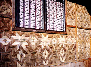 Decorative exterior wall panels woven from Bamboo.