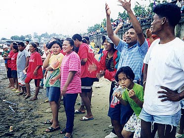 Crowds of well wishers cheer their teams