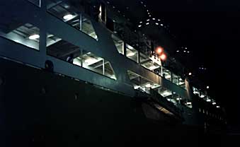 Night view of the Bukit Siguntang in the port of Kijang, near Singapore