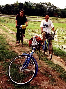 Biking the cottage industry tour in Solo.