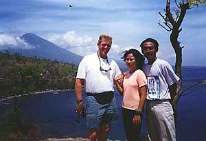 Friends in Bali, with Amed and Agun in background.