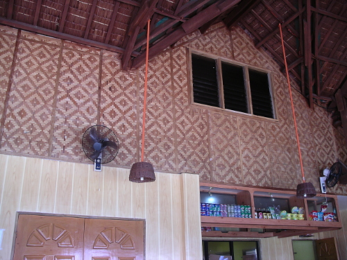 Restaurant walls of bamboo panels