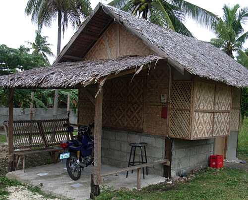 Nipa hut with concrete foundation